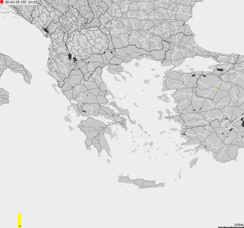 Mapa wyładowań atmosferycznych Grecji