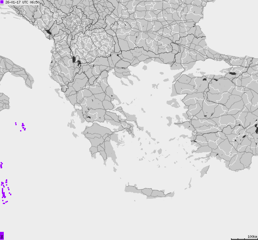 Mapa wyładowań atmosferycznych Grecji