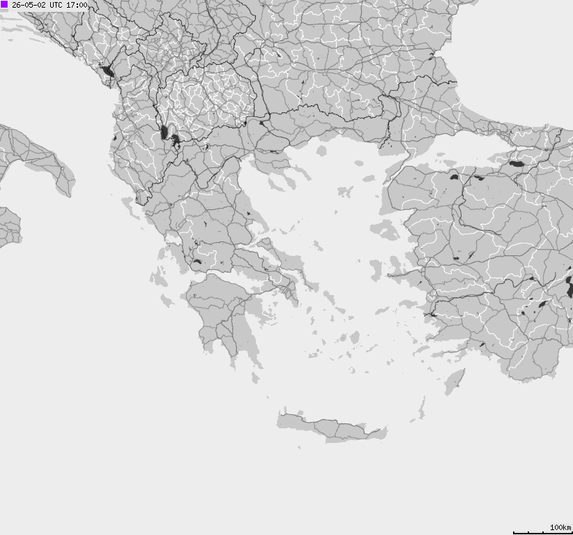 Mapa wyładowań atmosferycznych Grecji