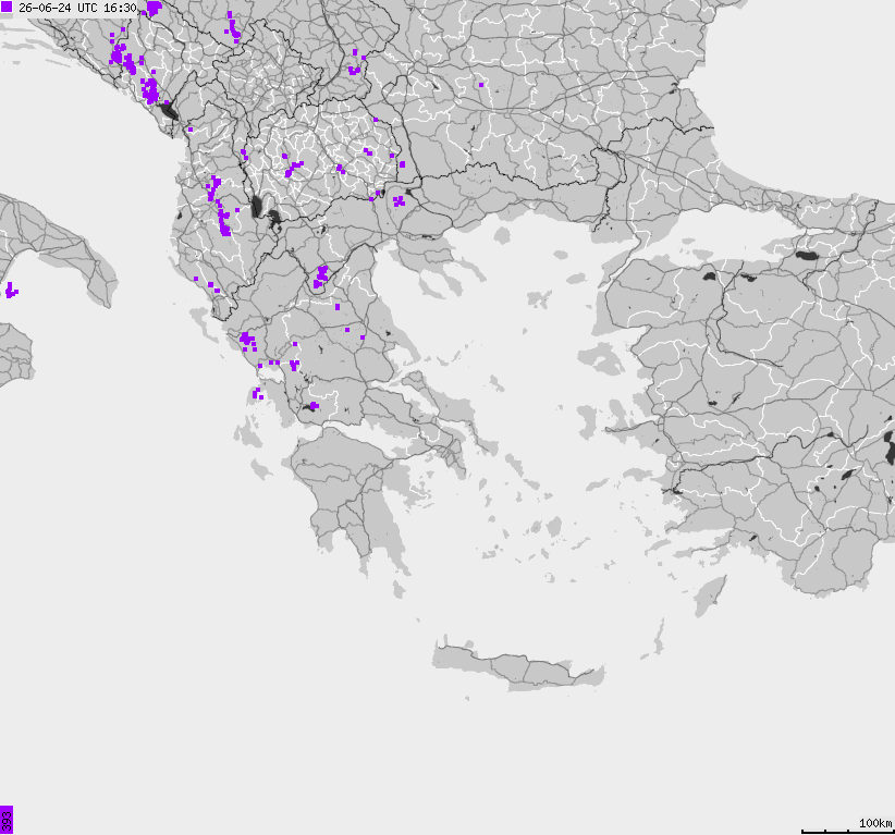 Map of lightnings France