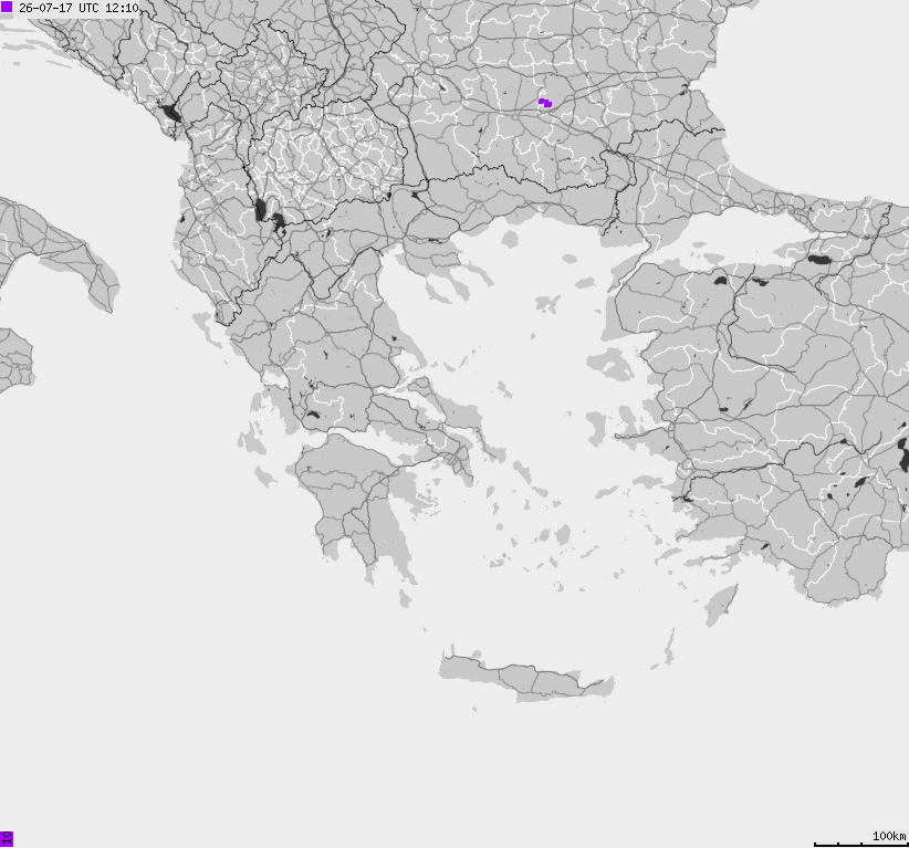 Mapa wyładowań atmosferycznych Grecji