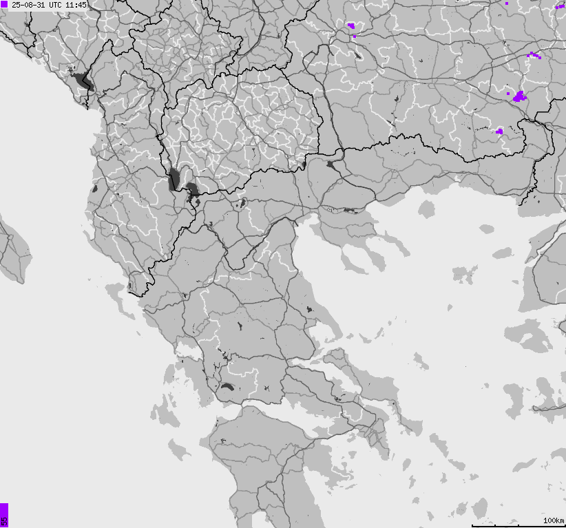 Mapa wyładowań atmosferycznych Grecji