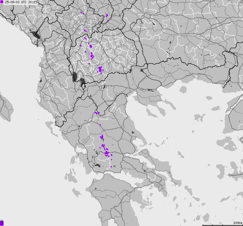 Map of lightnings France