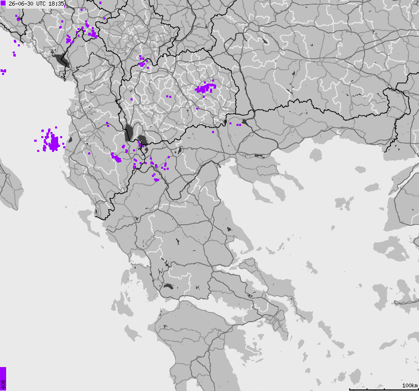Map of lightnings France