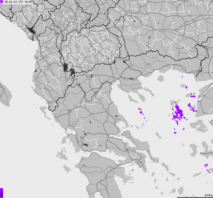 Mapa wyładowań atmosferycznych Grecji