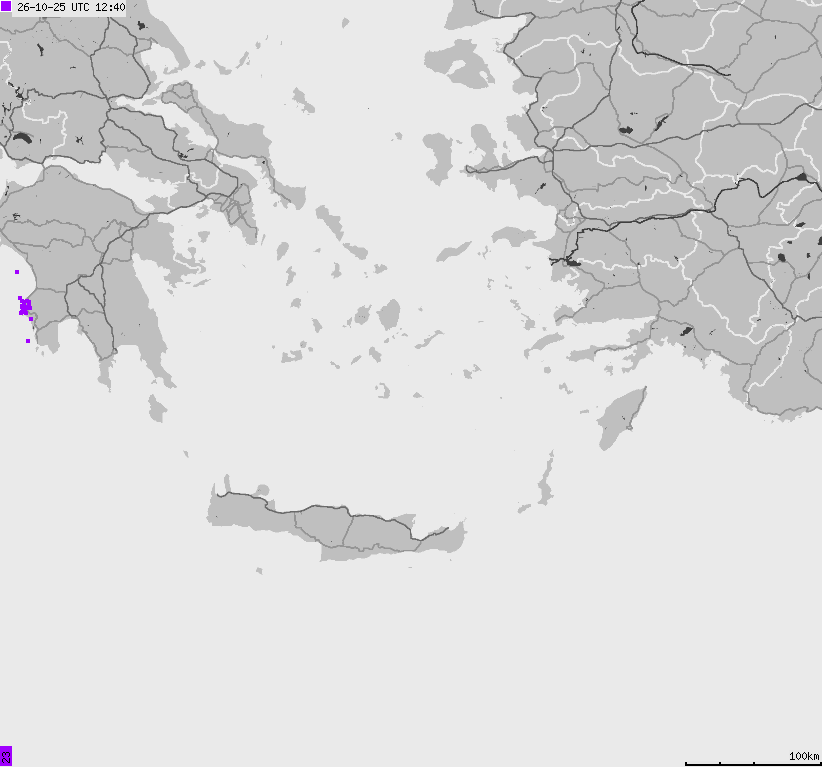 Mapa wyładowań atmosferycznych Grecji
