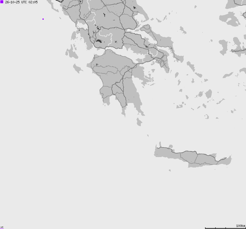 Mapa wyładowań atmosferycznych Grecji