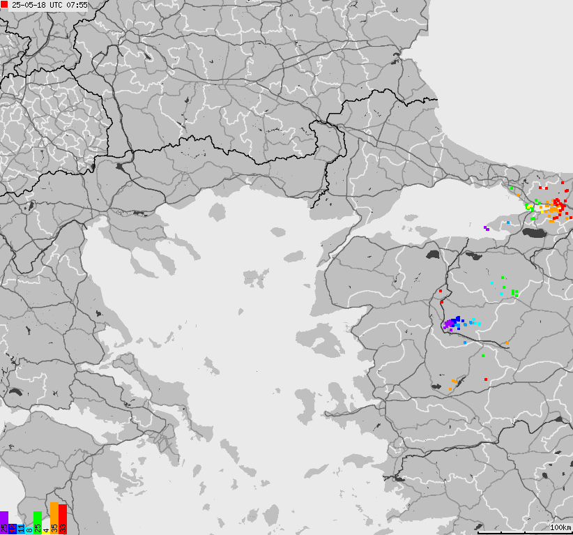 Map of lightnings France