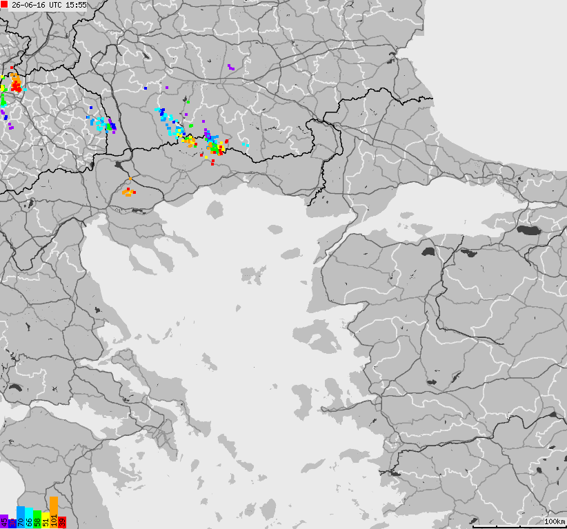 Mapa wyładowań atmosferycznych Grecji
