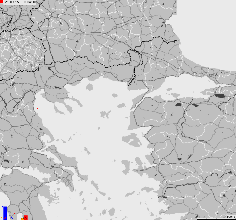 Mapa wyładowań atmosferycznych Grecji