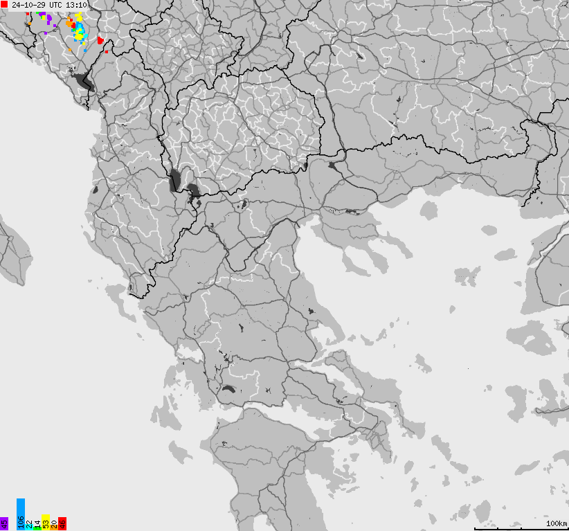 Mapa wyładowań atmosferycznych Grecji