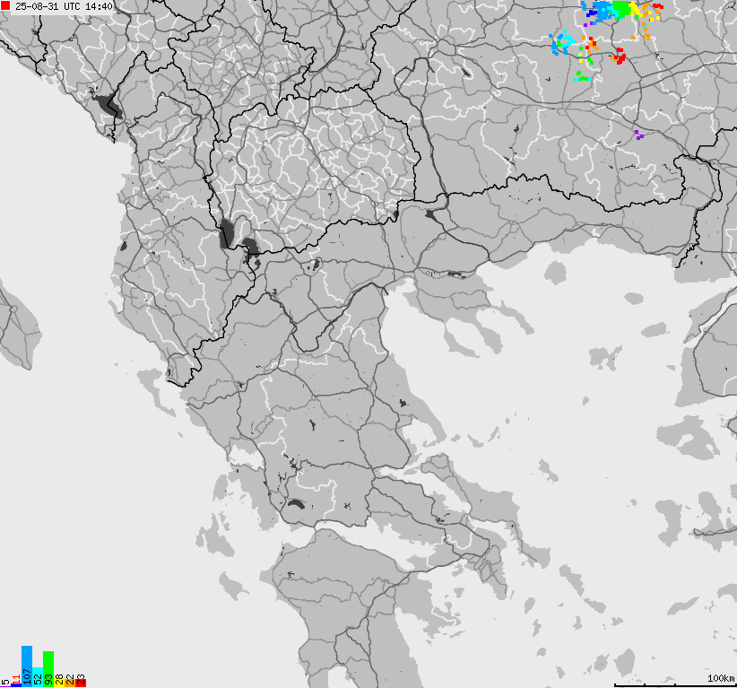 Mapa wyładowań atmosferycznych Grecji