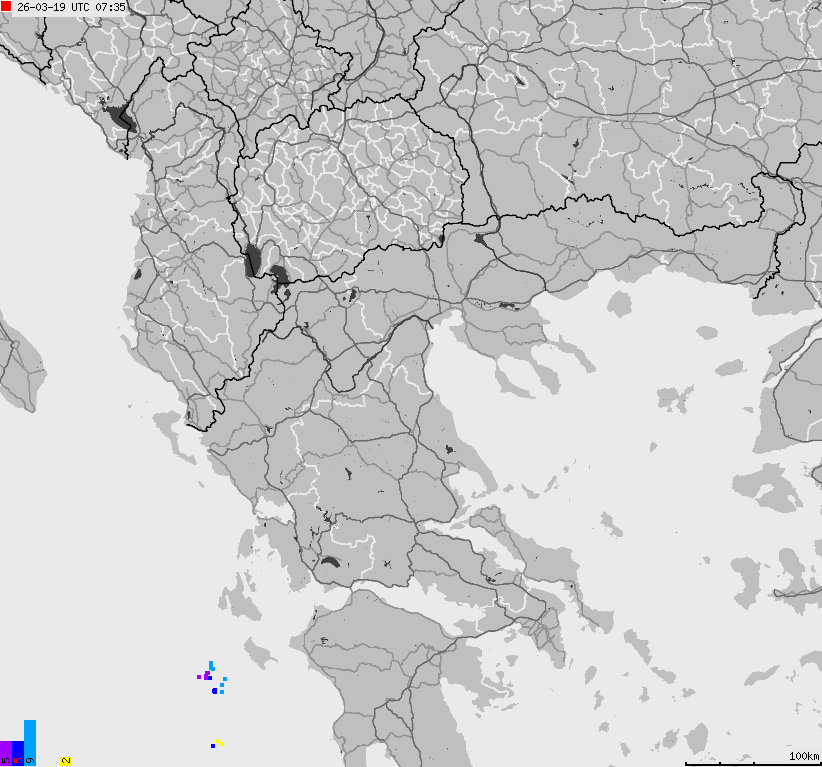 Mapa wyładowań atmosferycznych Grecji