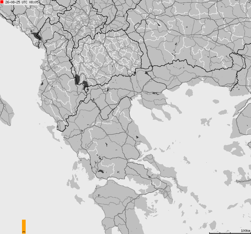 Mapa wyładowań atmosferycznych Grecji