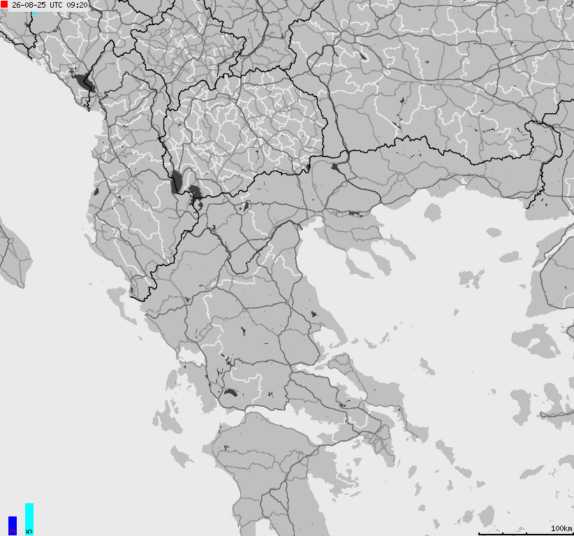 Mapa wyładowań atmosferycznych Grecji