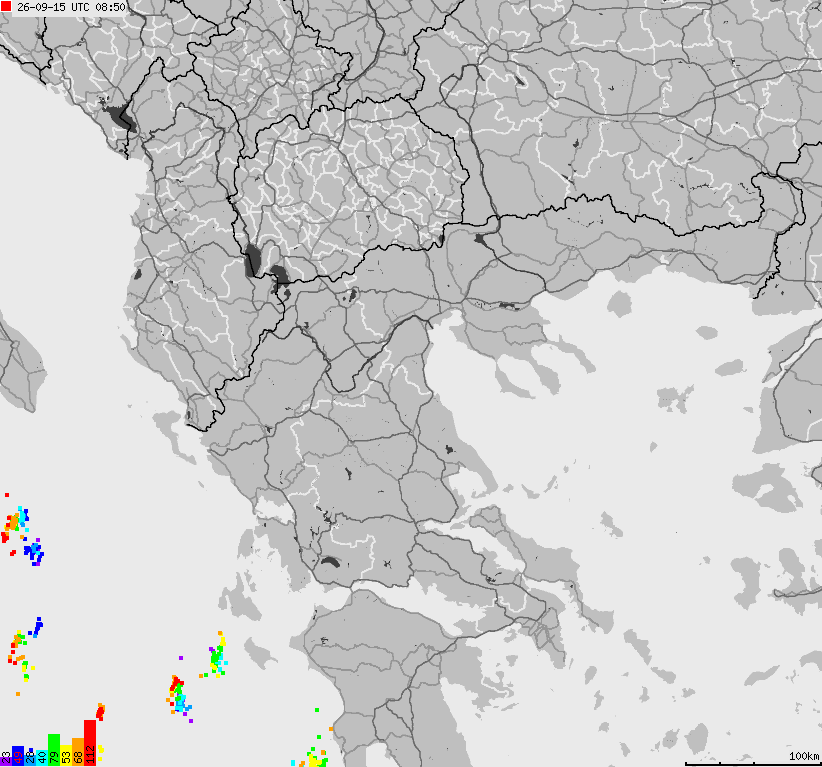 Mapa wyładowań atmosferycznych Grecji