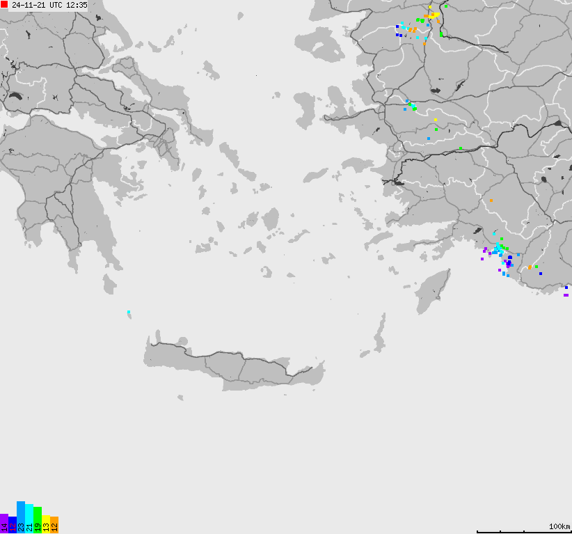 Map of lightnings France