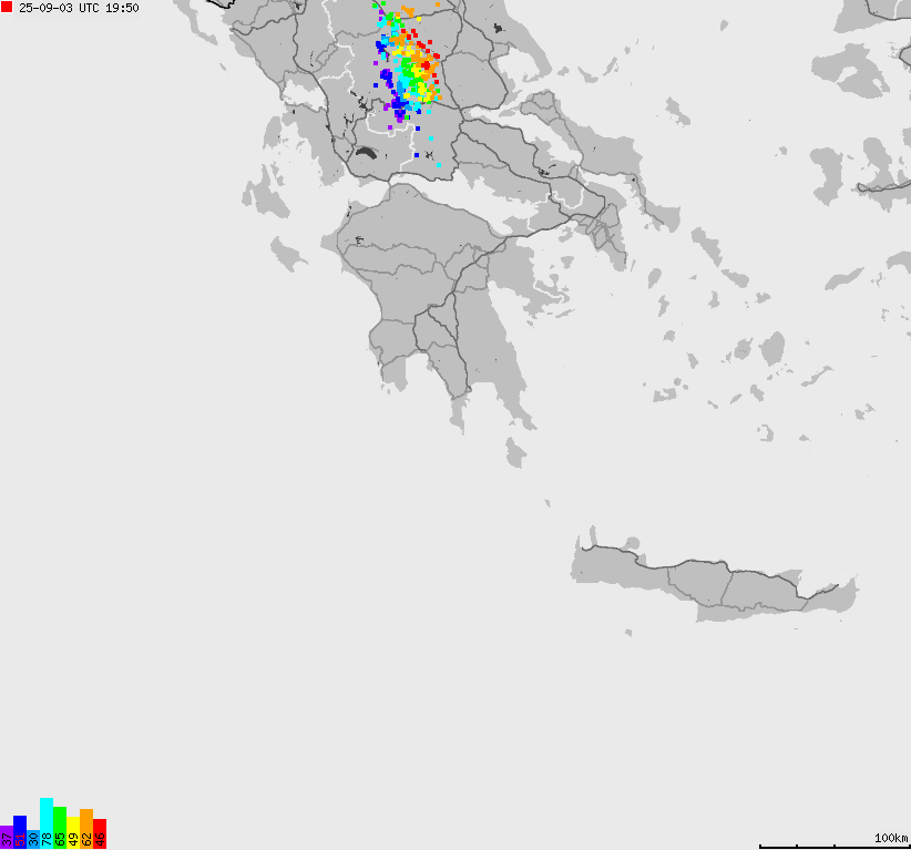 Map of lightnings France