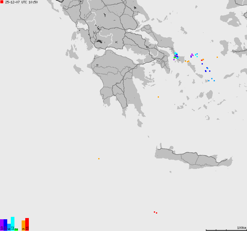 Map of lightnings France