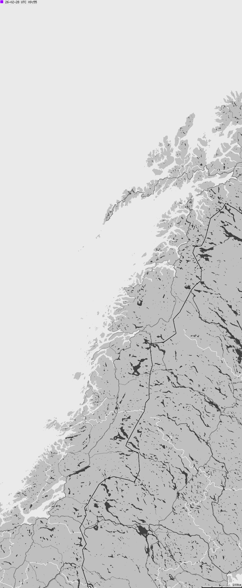 Mapa wyładowań atmosferycznych na obszarze Norwegii