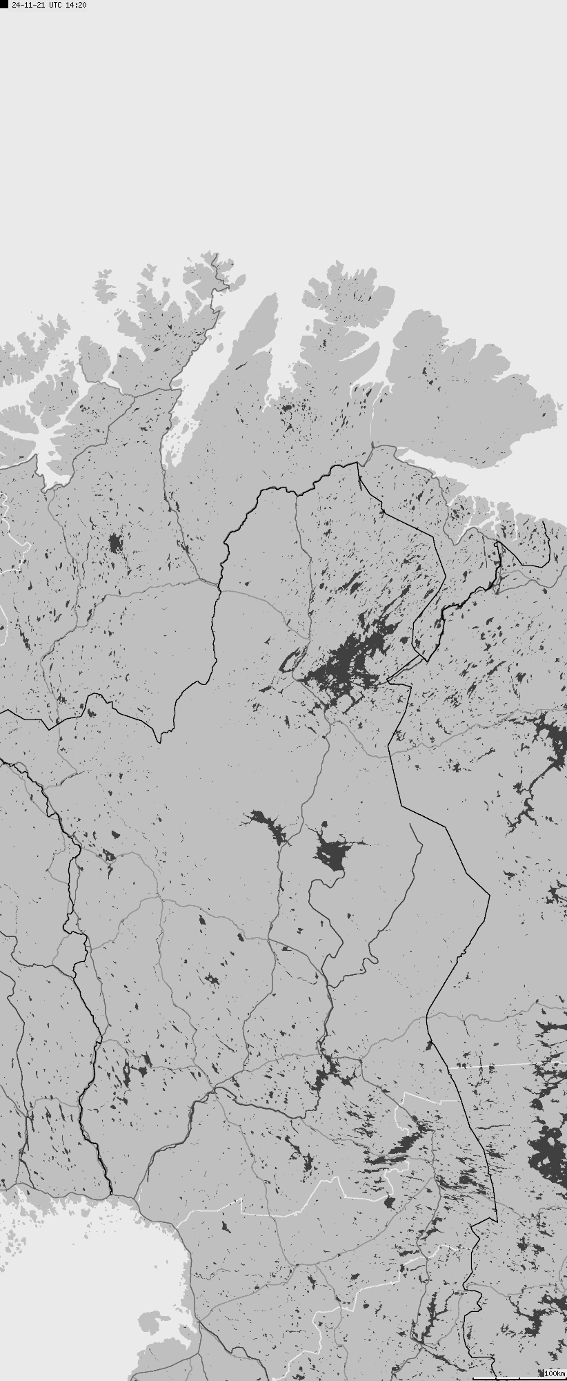 Map of lightnings across Norway