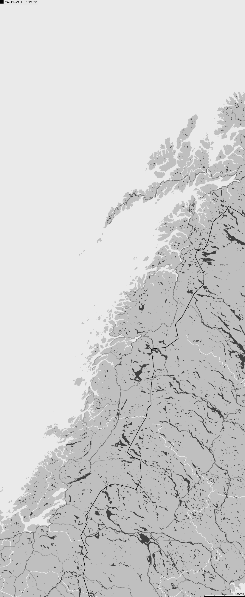 Map of lightnings across Norway