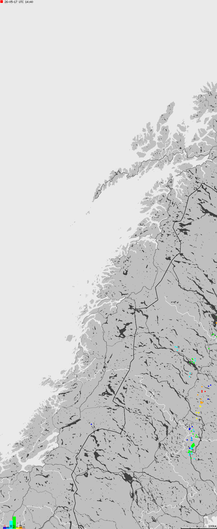 Map of lightnings across Norway