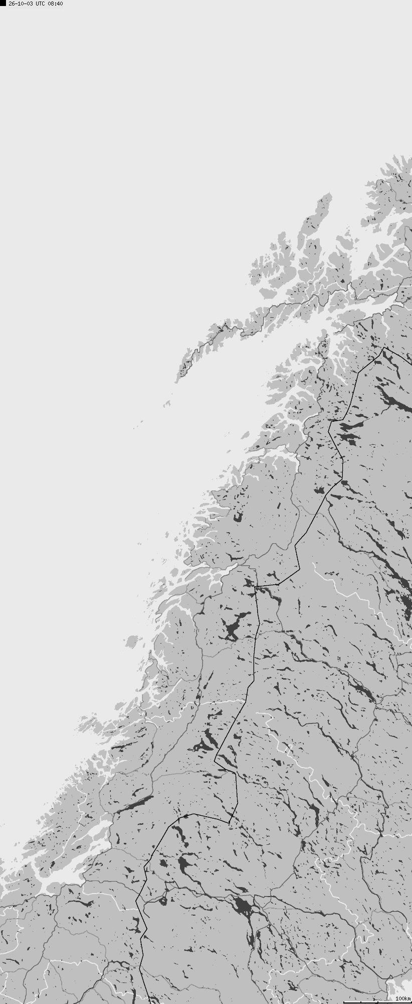 Mapa wyładowań atmosferycznych na obszarze Norwegii
