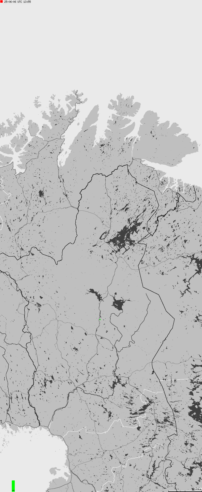 Map of lightnings across Norway