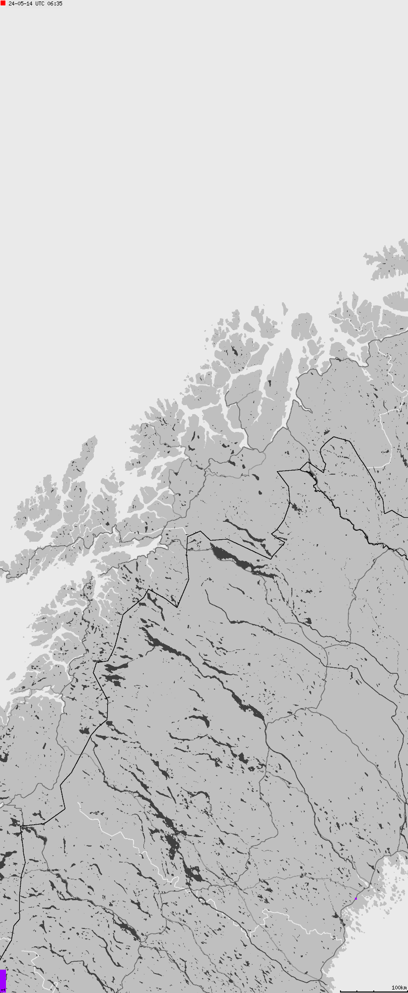 Mapa wyładowań atmosferycznych na obszarze Norwegii