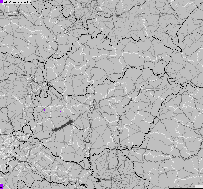Mapa wyładowań atmosferycznych na obszarze Słowacji, Węgier