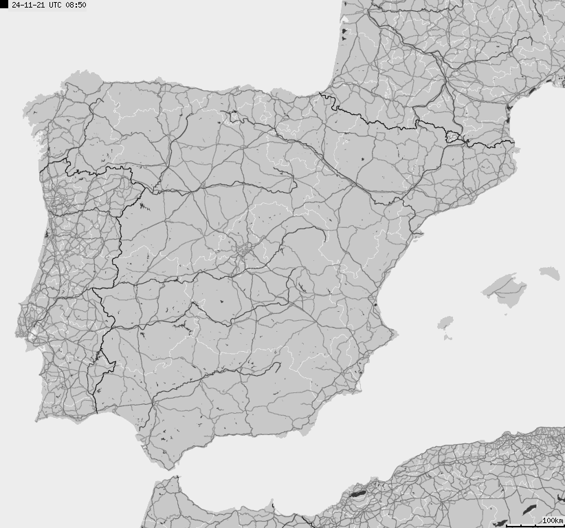 Map of lightnings Spain, Portugal