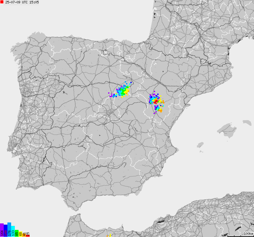 Map of lightnings Spain, Portugal