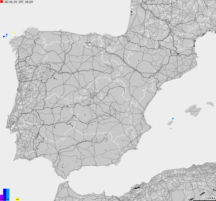 Map of lightnings Spain, Portugal