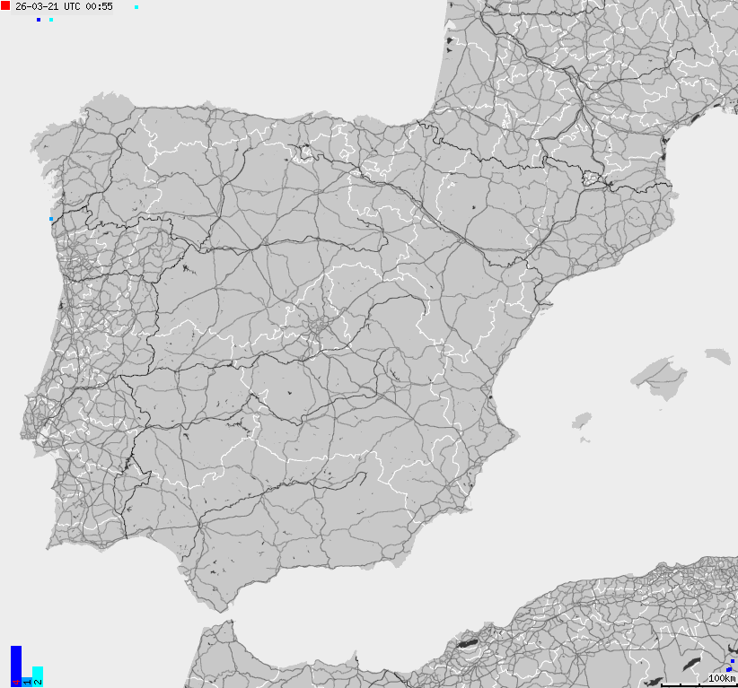 Map of lightnings Spain, Portugal