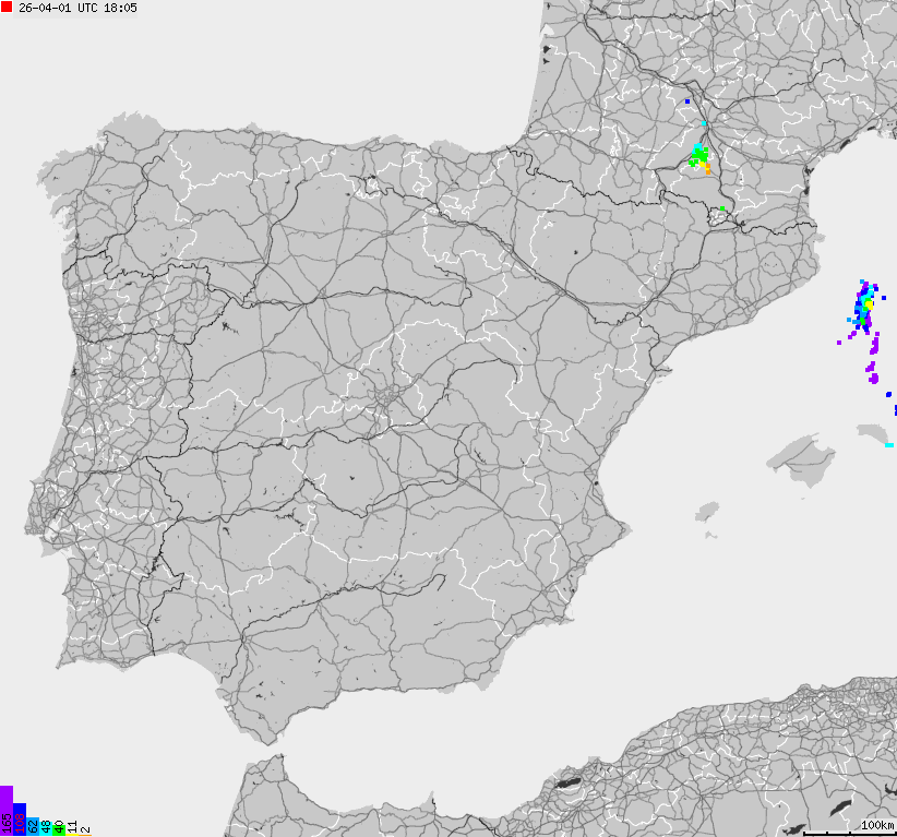 Map of lightnings Spain, Portugal