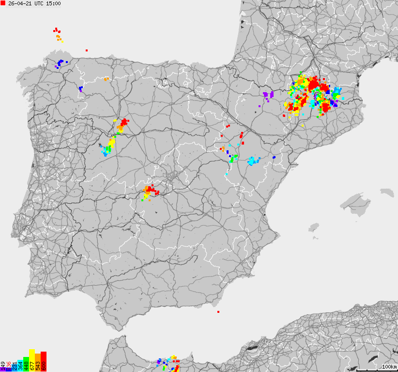 Map of lightnings Spain, Portugal