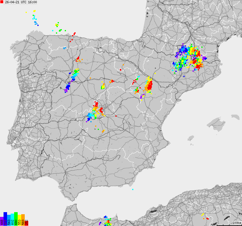 Map of lightnings Spain, Portugal