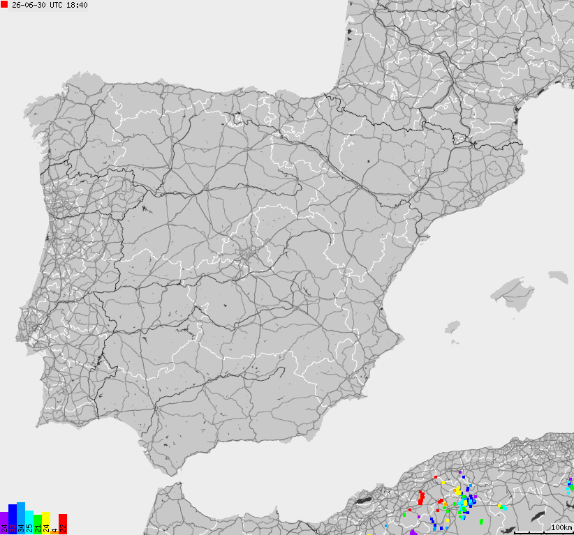 Map of lightnings Spain, Portugal