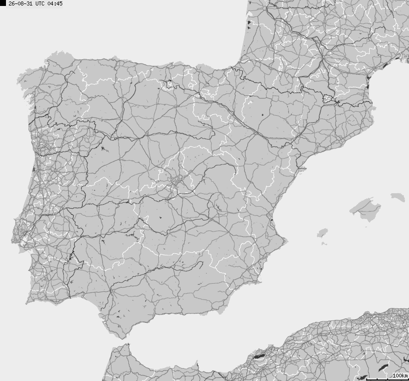 Map of lightnings Spain, Portugal