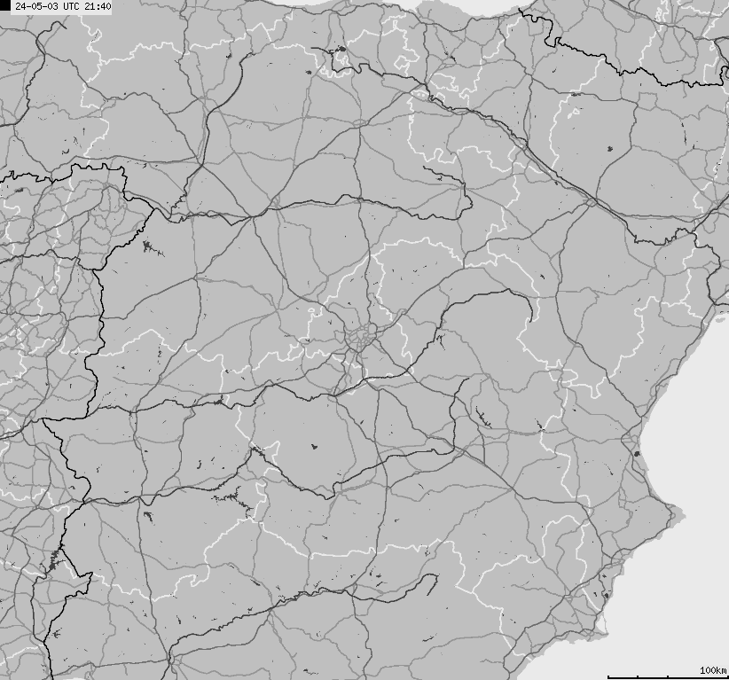 Mapa wyładowań atmosferycznych Hiszpanii, Portugalii