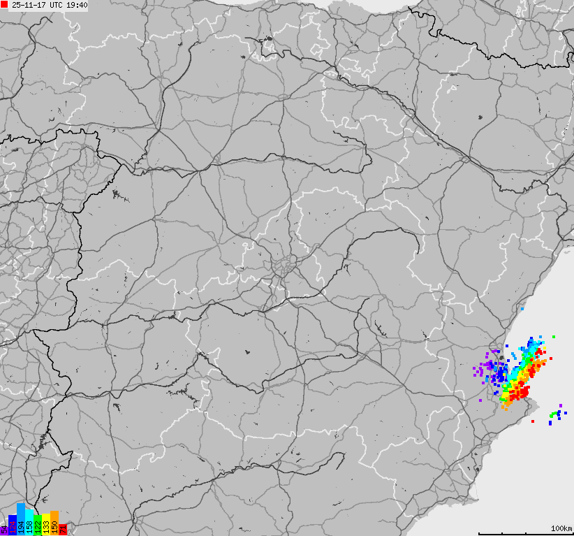 Map of lightnings Spain, Portugal