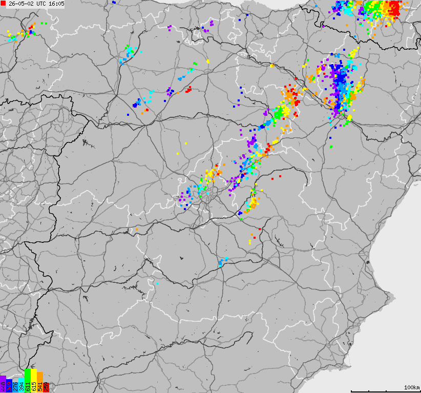 Map of lightnings Spain, Portugal
