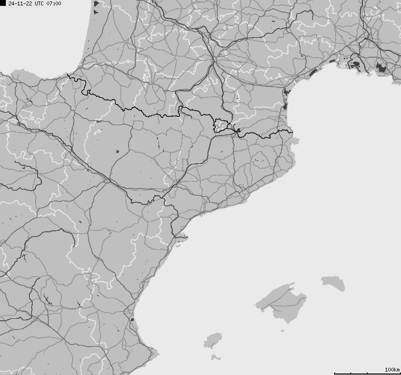 Mapa wyładowań atmosferycznych Hiszpanii, Portugalii