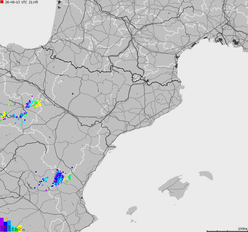 Map of lightnings Spain, Portugal