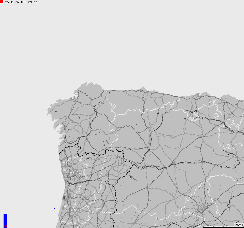 Map of lightnings Spain, Portugal