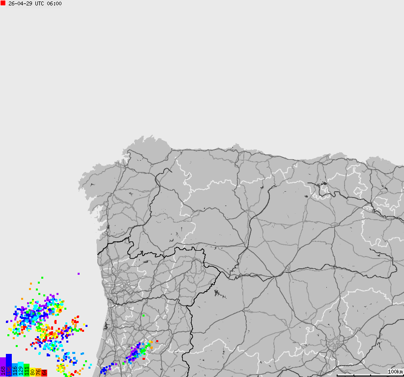 Map of lightnings Spain, Portugal