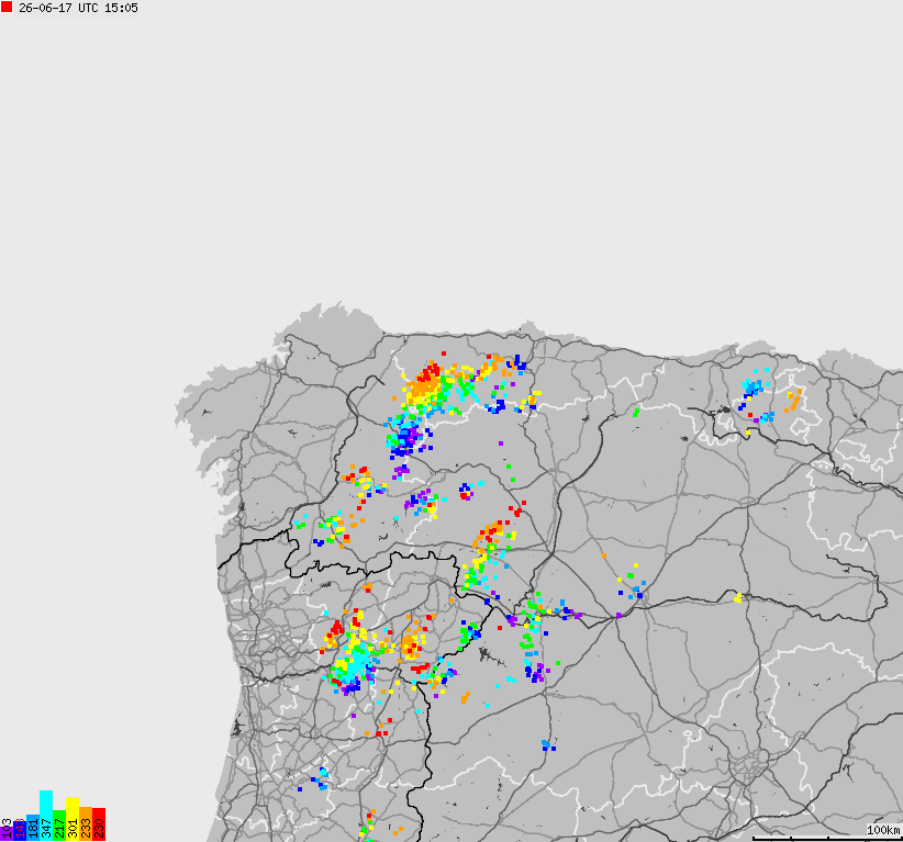 Map of lightnings Spain, Portugal