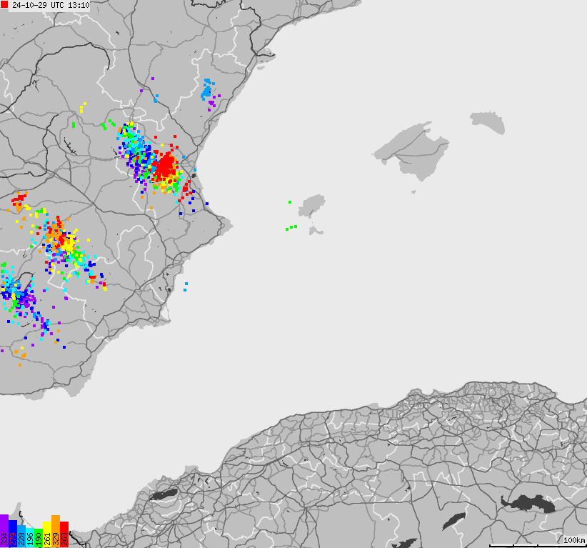 Map of lightnings Spain, Portugal