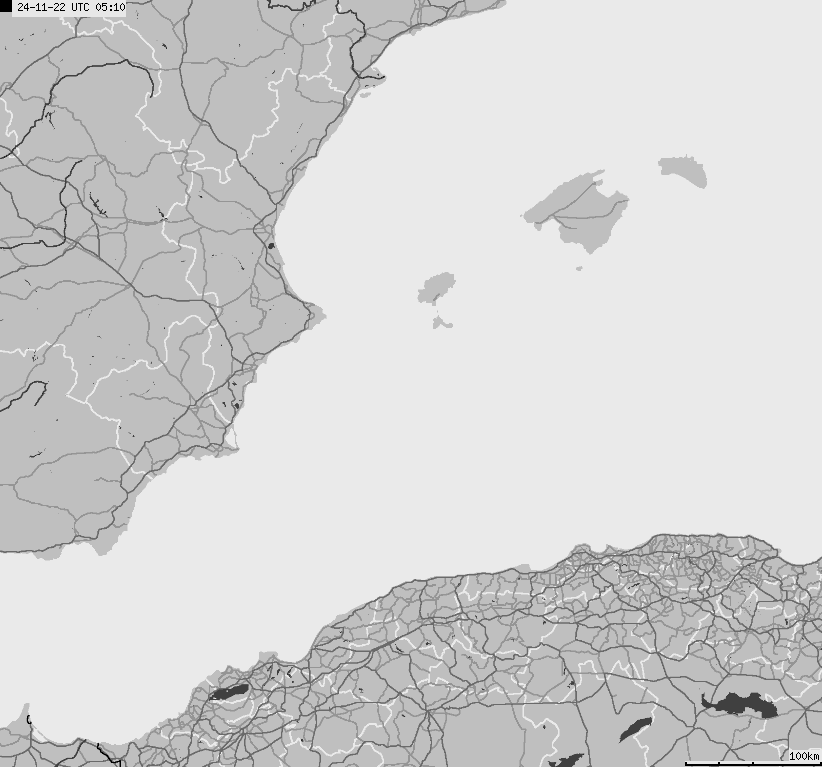 Mapa wyładowań atmosferycznych Hiszpanii, Portugalii